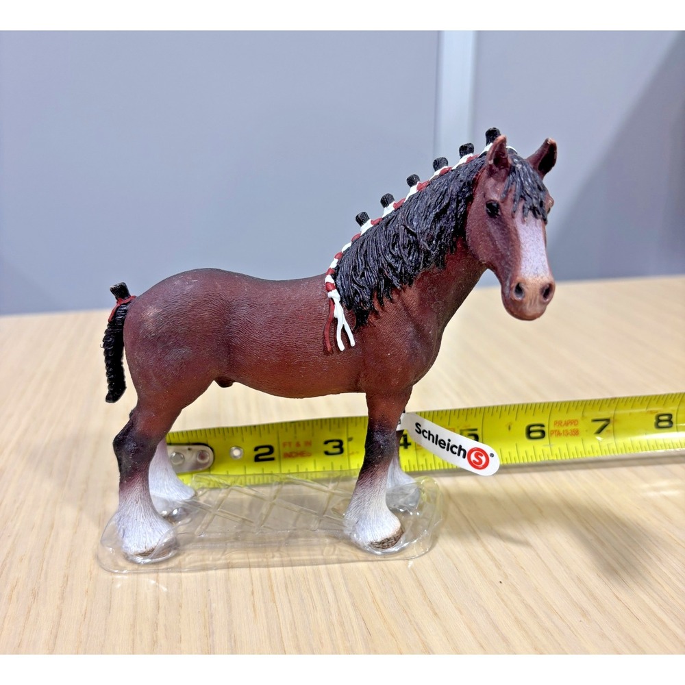NWT Schleich Draft Horse Brown White Socks Braided Mane Farm Animal Figure Toy